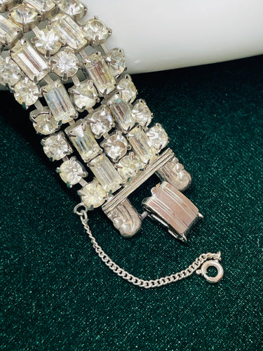 Silver 5 Row Rhinestone Bracelet